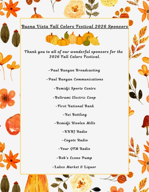 2026 Fall Colors Festival Sponsors September 19-20 11-3pm